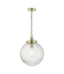 Lampa suspendata Tamara 1 Light Single Pendant Antique Brass Ribbed Glass