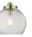 Lampa suspendata Tamara 1 Light Single Pendant Antique Brass Ribbed Glass