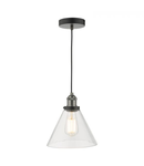 Lampa suspendata Ray 1 Light Single Pendant Antique Nickel Clear Glass