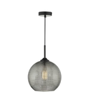 Lampa suspendata Soren 1 Light Pendant Black And Smoked Textured Glass