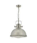 Lampa suspendata Peyton 1 Light Pendant Satin Nickel And Textured Glass