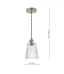 Lampa suspendata Hadano Pendant Antique Chrome With Ribbed Glass Shade