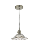 Lampa suspendata Hadano Pendant Antique Chrome With Flared Glass Shade