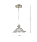 Lampa suspendata Hadano Pendant Antique Chrome With Flared Glass Shade