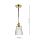 Lampa suspendata Hadano Pendant Natural Brass With Ribbed Glass Shade