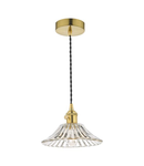 Lampa suspendata Hadano Pendant Natural Brass With Flared Glass Shade