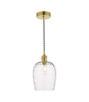 Lampa suspendata Hadano Pendant Natural Brass With Dimpled Glass Shade