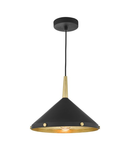 Lampa suspendata Edena 1 Light Pendant Matt Black And Gold Leaf