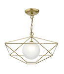 Lampa suspendata Orsini 1 Light Pendant Antique Gold Opal Glass Shade
