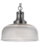 Lampa suspendata Tack 1 Light Pendant Antique Chrome Textured glass