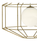 Lampa suspendata Izmir 1 Light Pendant Hexagonal Old Gold Frame Opal Glass