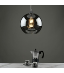 Lampa suspendata Aulax 1 Light Pendant Silver Smoked Glass With Dimple Effect