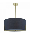 Lampa suspendata Santino Pendant Gold With Navy Cotton Shade