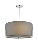 Lampa suspendata Santino Pendant Satin Chrome With Grey Cotton Shade