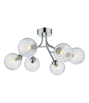 Plafoniera Yiska 6 Light Semi Flush Polished Chrome Ribbed Glass