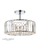 Plafoniera Laura Ashley Fernhurst 3lt Semi Flush Polished Chrome Glass