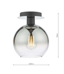 Plafoniera Lycia 1 Light Semi Flush Matt Black Ombre Smoked Glass