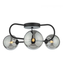 Plafoniera Eissa 3 Light Semi Flush Matt Black Smoked Glass