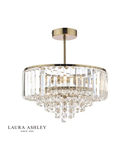 Plafoniera Laura Ashley Vienna 3lt Semi Flush Crystal & Antique Brass