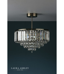 Plafoniera Laura Ashley Vienna 3lt Semi Flush Crystal & Antique Brass