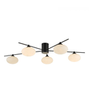 Plafoniera Jasper 5lt Semi Flush Matt Black Opal Glass