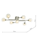 Plafoniera Reyna 7 Light Semi Flush Polished Chrome With Clear/Opal Glass