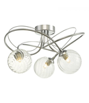 Plafoniera Onawa 3 Light Semi Flush Polished Chrome With Twisted Closed Glass