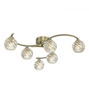 Plafoniera Nakita 6 Light Semi Flush Antique Brass With Twisted Open Glass