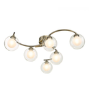 Plafoniera Nakita 6 Light Semi Flush Antique Brass With Clear.Opal Glass