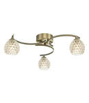 Plafoniera Nakita 3 Light Semi Flush Antique Brass With Dimpled Glass