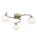 Plafoniera Nakita 3 Light Semi Flush Antique Brass With Clear/Opal Glass