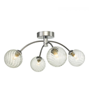 Plafoniera Izzy 4 Light Semi Flush Polished Chrome Twisted Glass