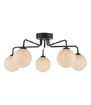 Plafoniera Feya 5 Light Semi Flush Matt Black Opal Glass