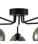 Plafoniera Feya 5 Light Semi Flush Matt Black Smoked Glass