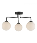 Plafoniera Feya 3 Light Semi Flush Matt Black Opal Glass