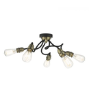 Plafoniera Eydie 5 Light Semi Flush Matt Black Antique Brass