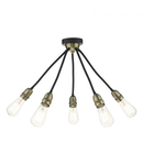 Plafoniera Eydie 5 Light Semi Flush Matt Black Antique Brass