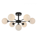 Plafoniera Cohen 7 Light Semi Flush Matt Black Opal Glass