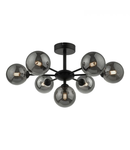 Plafoniera Cohen 7 Light Semi Flush Matt Black Smoked Glass