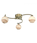 Plafoniera Atiya 3 Light Semi Flush Antique Brass With Planet Style Glass