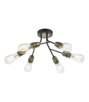 Plafoniera Remy 6 Light Semi Flush Black & Antique Brass