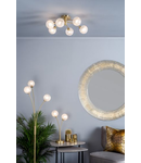 Plafoniera Avari 6 Light Semi Flush Satin Brass And Clear Frosted Glass