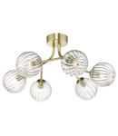 Plafoniera Yiska 6lt Semi Flush Gold & Glass