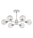 Plafoniera Tyka 6lt Semi Flush Polished Chrome & Glass