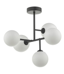 Plafoniera Euan 5 Light Semi Flush Black & Opal Glass