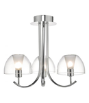 Plafoniera Duana 3 Light Semi Flush Polished Chrome & Glass