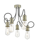 Plafoniera Alzbet 5 Light Semi Flush Antique Brass & Black