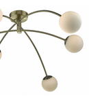 Plafoniera Puglia 6 Light Semi Flush Antique Brass Opal Glass