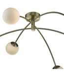 Plafoniera Puglia 6 Light Semi Flush Antique Brass Opal Glass