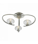 Plafoniera Leighton 3 Light Semi Flush Satin Chrome Glass